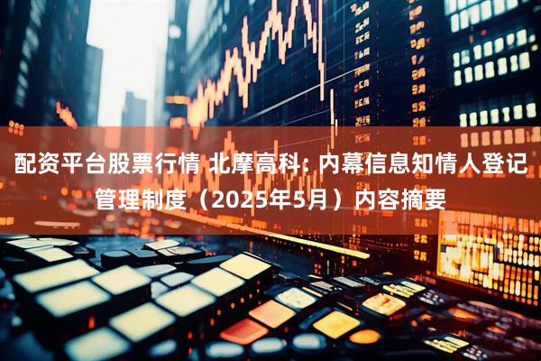 配资平台股票行情 北摩高科: 内幕信息知情人登记管理制度（2025年5月）内容摘要