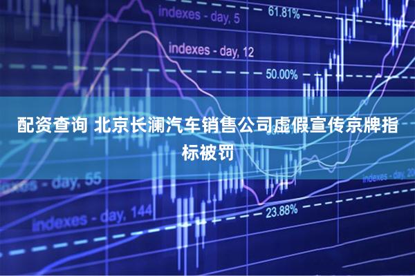 配资查询 北京长澜汽车销售公司虚假宣传京牌指标被罚