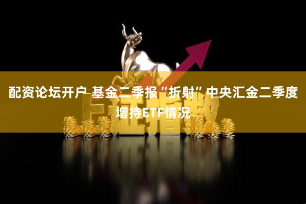配资论坛开户 基金二季报“折射”中央汇金二季度增持ETF情况
